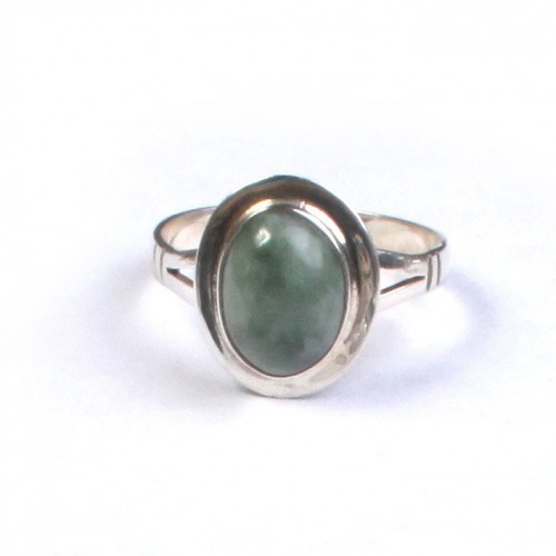 Jade and silver ring