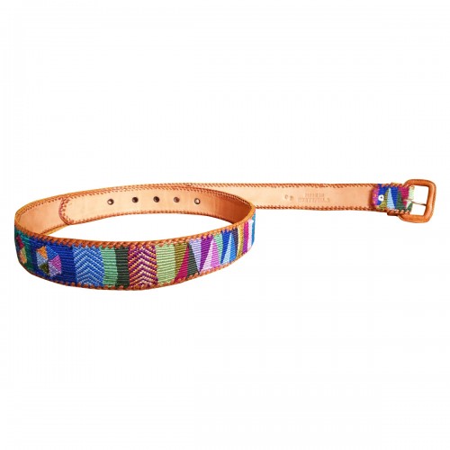 Leather belt with textile