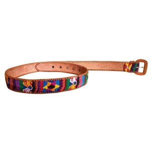 Leather belt with textile