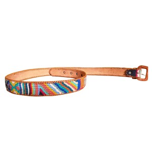 Leather belt with textile