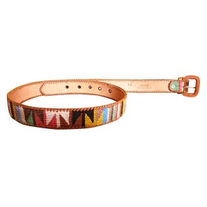 Leather belt with textile