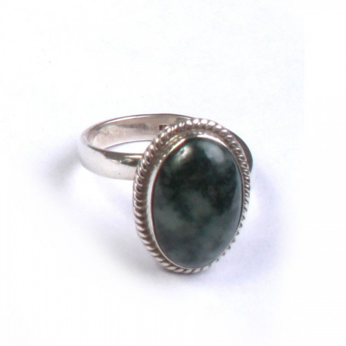 Jade and silver ring