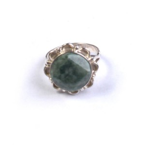 Jade and silver ring