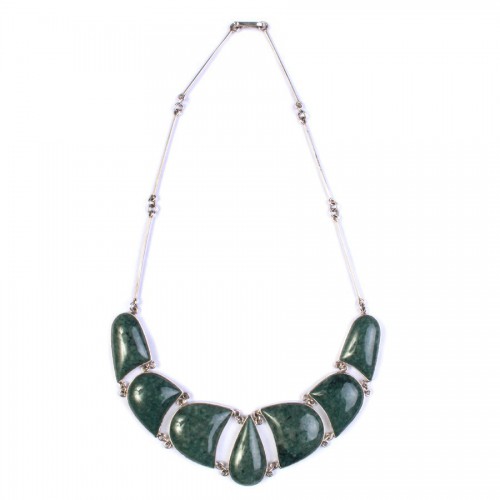 Jade and silver necklace